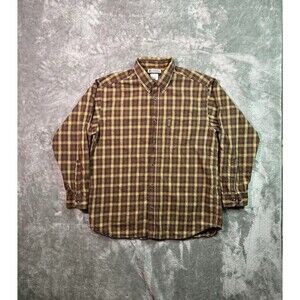 Columbia Men's Long Sleeve Button-Up Large Plaid Brown